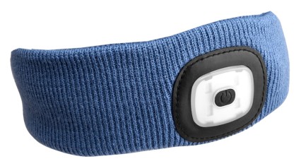 Headband with headlamp 180lm, rechargeable, USB, universal size, cotton/PE, blue