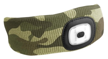 Headband with headlamp 180lm, rechargeable, USB, universal size, cotton/PE, camouflage