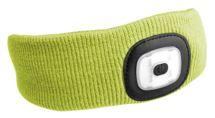 Headband with headlamp 180lm, rechargeable, USB, universal size, cotton/PE, fluorescent yellow