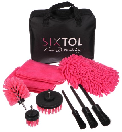 Multifunctional Car Cleaning and Washing Tool Kit CAR DETAILING PINK 9, 9pcs