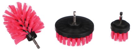 Pink Car Cleaning Drill Brush Set CAR DETAILING DRILL BRUSH PINK 3, 3pcs