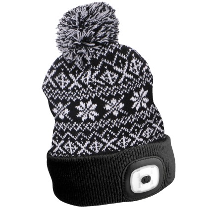 Beanie Hat with headlamp 180lm, rechargeable, USB, universal size, cotton/PE, winter black