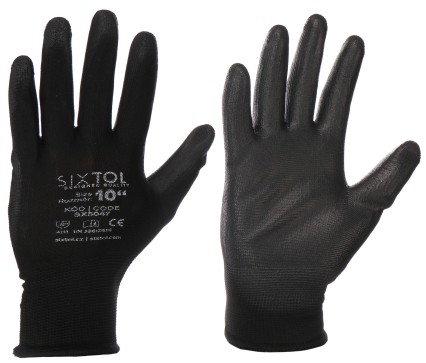 Work gloves made of polyester, half-dipped in polyurethane GLOVE PE-PU 10, black, size 10