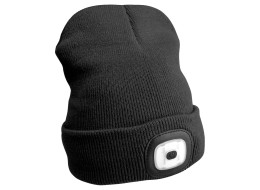 Beanie with headlamp 180 lm, rechargeable, USB, one size, cotton/PE, black