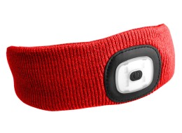 Headband with headlamp 180lm, rechargeable, USB, universal size, cotton/PE, red