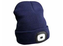 Beanie Hat with headlamp 180lm, rechargeable, USB, universal size, cotton/PE, blue