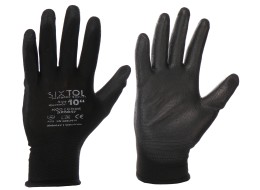 Work gloves made of polyester, half-dipped in polyurethane GLOVE PE-PU 10, black, size 10