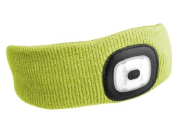 Headband with headlamp 180lm, rechargeable, USB, universal size, cotton/PE, fluorescent yellow