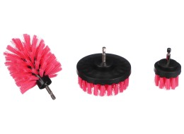 Pink Car Cleaning Drill Brush Set CAR DETAILING DRILL BRUSH PINK 3, 3pcs